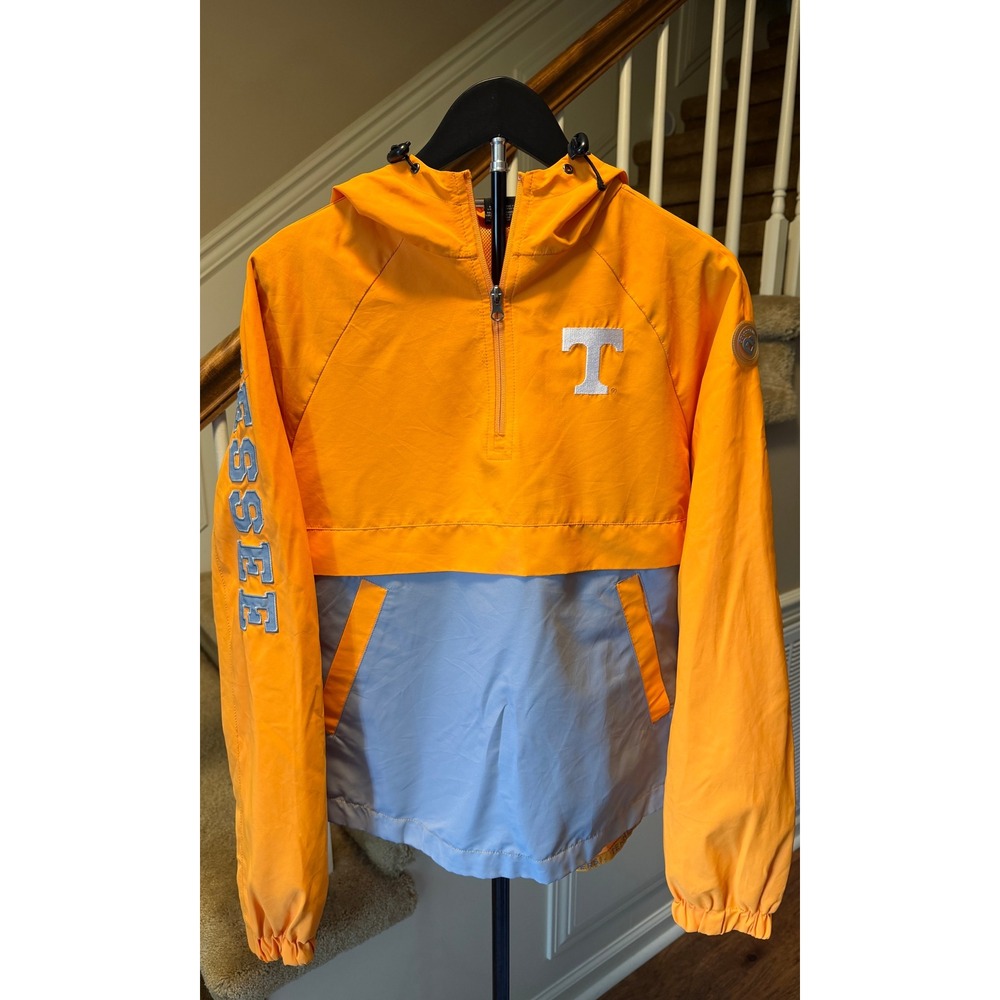 Colosseum Tennessee Volunteers Anorak Windbreaker Jacket Orange Grey Womens S